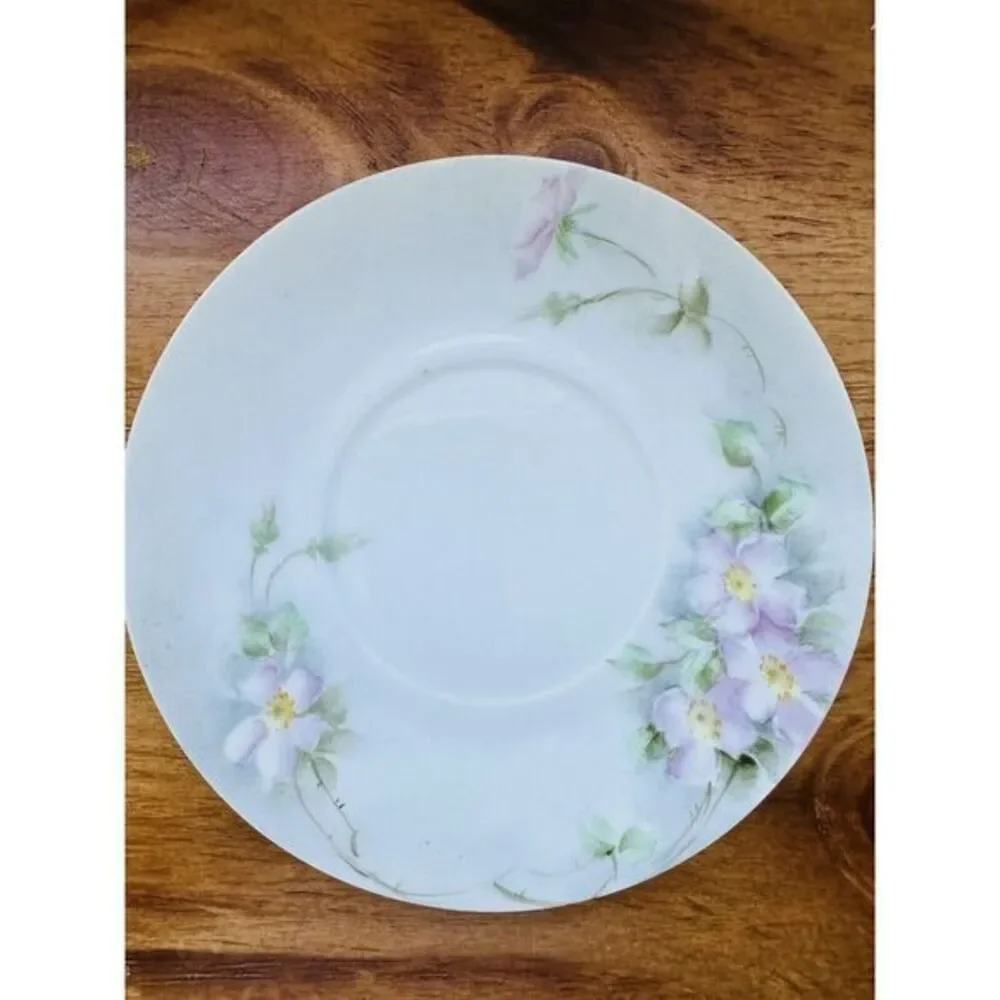Vintage Hand Painted Pink‎ Flowers Tea Cup & Saucer Set No Marks See Photo S